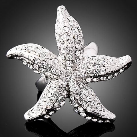 SPARKLING SEA STAR SWAROVSKI CRYSTAL RING-sz 9